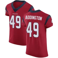 Houston Texans Men's Elite Red Alternate Vapor Untouchable Jersey (49 Tucker Addington)