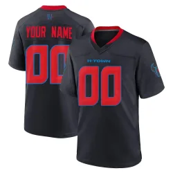 Houston Texans Men's Game Navy 2nd Alternate Jersey (00 Custom)