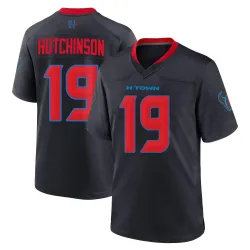 Houston Texans Men's Game Navy 2nd Alternate Jersey (19 Xavier Hutchinson)