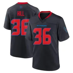 Houston Texans Men's Game Navy 2nd Alternate Jersey (36 Brandon Hill)