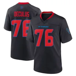 Houston Texans Men's Game Navy 2nd Alternate Jersey (76 Austin Deculus)