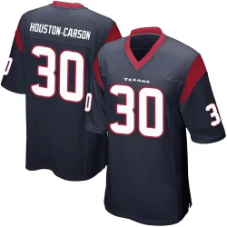 Houston Texans Men's Game Navy Blue DeAndre -Carson Team Color Jersey (30 DeAndre Houston-Carson)