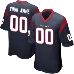 Houston Texans Men's Game Navy Blue Team Color Jersey (00 Custom)