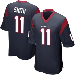 Houston Texans Men's Game Navy Blue Team Color Jersey (11 Tremon Smith)