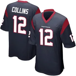 Houston Texans Men's Game Navy Blue Team Color Jersey (12 Nico Collins)