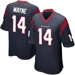 Houston Texans Men's Game Navy Blue Team Color Jersey (14 Jared Wayne)