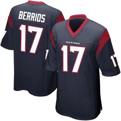 Houston Texans Men's Game Navy Blue Team Color Jersey (17 Braxton Berrios)