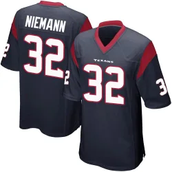 Houston Texans Men's Game Navy Blue Team Color Jersey (32 Nick Niemann)