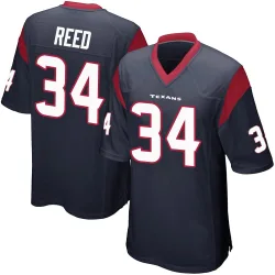 Houston Texans Men's Game Navy Blue Team Color Jersey (34 Jaylen Reed)