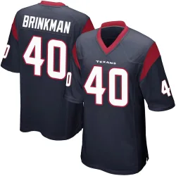 Houston Texans Men's Game Navy Blue Team Color Jersey (40 Austin Brinkman)