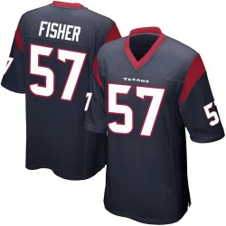 Houston Texans Men's Game Navy Blue Team Color Jersey (57 Blake Fisher)