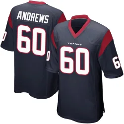 Houston Texans Men's Game Navy Blue Team Color Jersey (60 Jake Andrews)