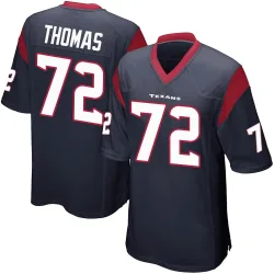 Houston Texans Men's Game Navy Blue Team Color Jersey (72 Jaylon Thomas)