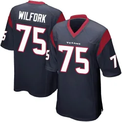 Houston Texans Men's Game Navy Blue Team Color Jersey (75 Vince Wilfork)