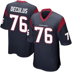 Houston Texans Men's Game Navy Blue Team Color Jersey (76 Austin Deculus)