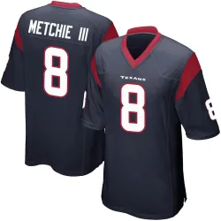 Houston Texans Men's Game Navy Blue Team Color Jersey (8 John Metchie III)