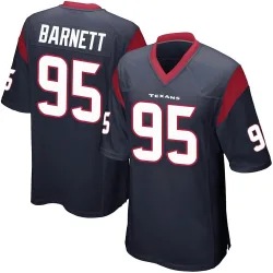 Houston Texans Men's Game Navy Blue Team Color Jersey (95 Derek Barnett)