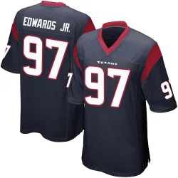 Houston Texans Men's Game Navy Blue Team Color Jersey (97 Mario Edwards Jr.)