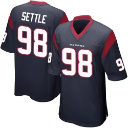 Houston Texans Men's Game Navy Blue Team Color Jersey (98 Tim Settle Jr.)