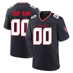 Houston Texans Men's Game Navy Team Jersey (00 Custom)