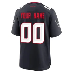 Houston Texans Men's Game Navy Team Jersey (00 Custom)