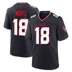 Houston Texans Men's Game Navy Team Jersey (18 Graham Mertz)
