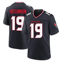 Houston Texans Men's Game Navy Team Jersey (19 Xavier Hutchinson)