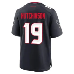 Houston Texans Men's Game Navy Team Jersey (19 Xavier Hutchinson)