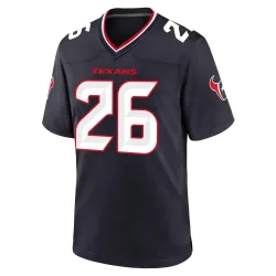 Houston Texans Men's Game Navy Team Jersey (26 J.J. Taylor)