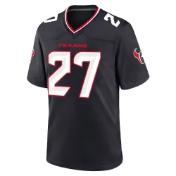 Houston Texans Men's Game Navy Team Jersey (27 Woody Marks)
