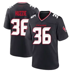 Houston Texans Men's Game Navy Team Jersey (36 Alijah Huzzie)