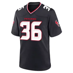 Houston Texans Men's Game Navy Team Jersey (36 Alijah Huzzie)