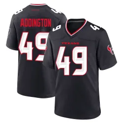 Houston Texans Men's Game Navy Team Jersey (49 Tucker Addington)