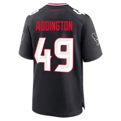Houston Texans Men's Game Navy Team Jersey (49 Tucker Addington)