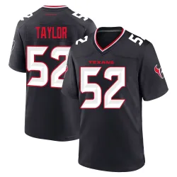 Houston Texans Men's Game Navy Team Jersey (52 Darrell Taylor)
