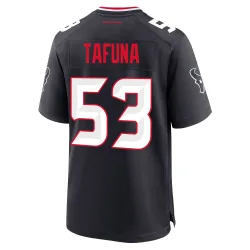 Houston Texans Men's Game Navy Team Jersey (53 Junior Tafuna)