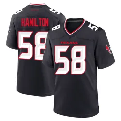 Houston Texans Men's Game Navy Team Jersey (58 Kyonte Hamilton)