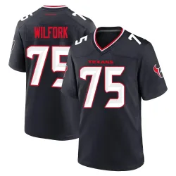 Houston Texans Men's Game Navy Team Jersey (75 Vince Wilfork)