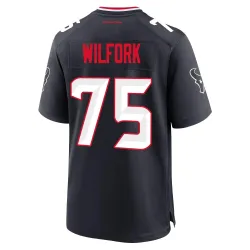 Houston Texans Men's Game Navy Team Jersey (75 Vince Wilfork)
