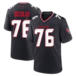 Houston Texans Men's Game Navy Team Jersey (76 Austin Deculus)
