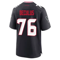 Houston Texans Men's Game Navy Team Jersey (76 Austin Deculus)