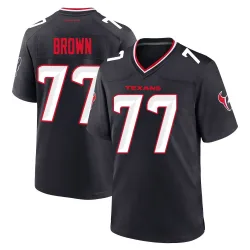 Houston Texans Men's Game Navy Team Jersey (77 Trent Brown)