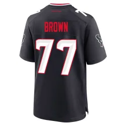 Houston Texans Men's Game Navy Team Jersey (77 Trent Brown)