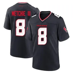 Houston Texans Men's Game Navy Team Jersey (8 John Metchie III)