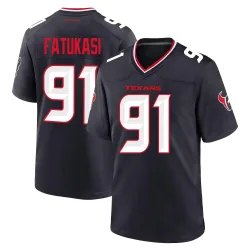 Houston Texans Men's Game Navy Team Jersey (91 Folorunso Fatukasi)