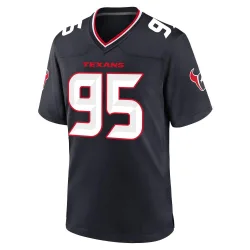 Houston Texans Men's Game Navy Team Jersey (95 Derek Barnett)