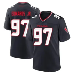 Houston Texans Men's Game Navy Team Jersey (97 Mario Edwards Jr.)