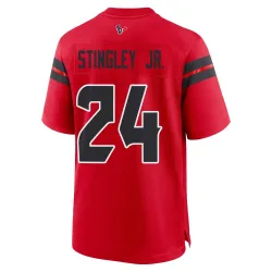 Houston Texans Men's Game Red Alternate Jersey (24 Derek Stingley Jr.)