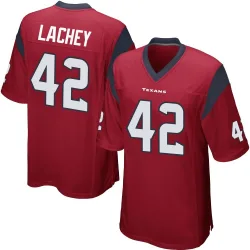 Houston Texans Men's Game Red Alternate Jersey (42 Luke Lachey)