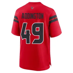 Houston Texans Men's Game Red Alternate Jersey (49 Tucker Addington)